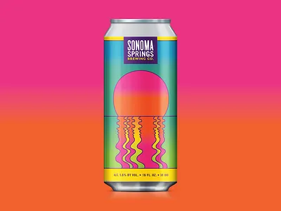 Simcoe Sunset 70s beer california craft beer design gradient hazy illustration packaging psychedelic sunset vintage