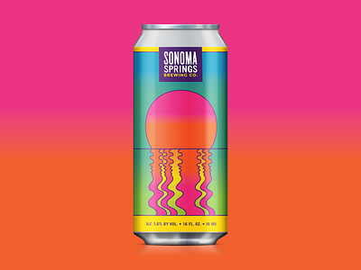 Simcoe Sunset 70s beer california craft beer design gradient hazy illustration packaging psychedelic sunset vintage