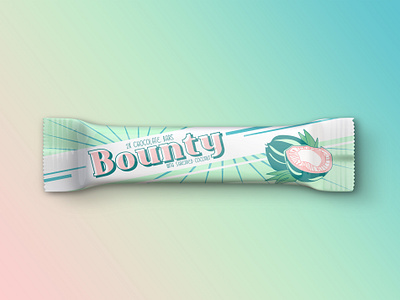 Weekly Warm-up #3 - Bounty Candy Bar Vintage Redesign bounty candy bar chocolate candy bar coconut design dribbbleweeklywarmup flat hand drawn packaging packaging design packagingdesign redesign redesign concept retro retro packaging design vector vintage wrapper