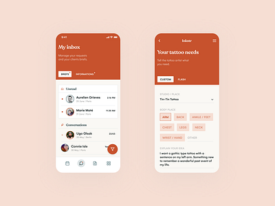 Inkstr - My inbox app application colors design interface product product design tattoo ui ux
