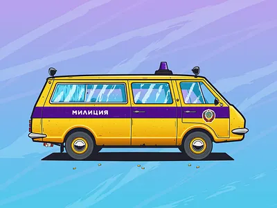 RAF-22033 car criminal design gradient illustration illustrator ishu lights minivan police texture ussr vector