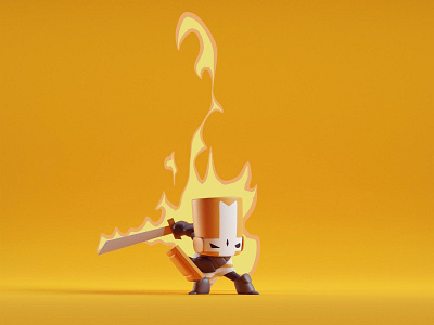 Orange Knight 3d b3d blender castle crashers character game art illustration isometric knight render