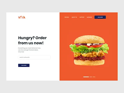 Viva Web - Demo (version 1) burger delivery delivery app food landing page orange search slider design web webdesign website website design