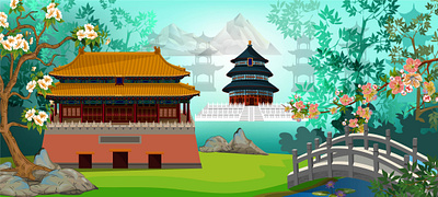 famous city of China architecture china chinese forbidden house invitation nature scenery vector wallpapers