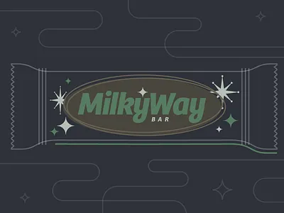 Milky Way candy bar chocolate galaxy lines linework mid century milky way packaging space stars warm up