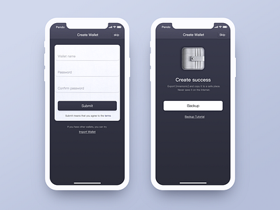 Blockchain_CreatWallet app blockchain blue dark ui dashboard data ios iphone iphone x light theme mobile ui