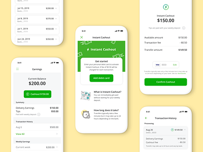 Instant Cashout app design ui ux