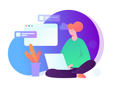 Man woman at work app branding color data analysis design flat illustration mobile vector web