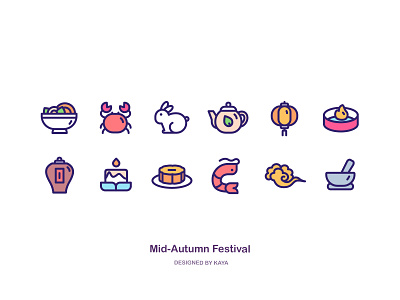 Outline Icon cloud crab festival food geometry icons illustration lantern logo mid autumn outline rabbit stroke tea typography vector wine