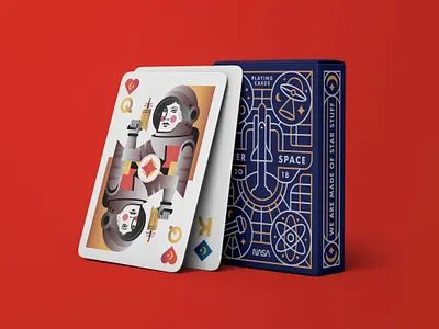 Outer Space Deck of Cards astronaut astronomy cards deck of cards design gun illustraion illustration moon orbit rocket space spaceship stars typography