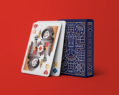 Outer Space Deck of Cards astronaut astronomy cards deck of cards design gun illustraion illustration moon orbit rocket space spaceship stars typography