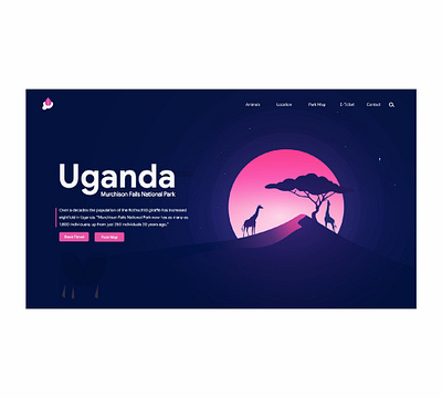 Untitled Landing page for Uganda Murchison Nation pack africa animal animals css dark ui design giraffe giraffes illustration landing page design landingpage park trees uganda ugandapark vector