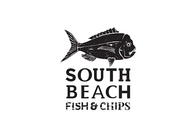 South Beach Fish & Chips, Western Australia branding design icon illustrator minimal type vector