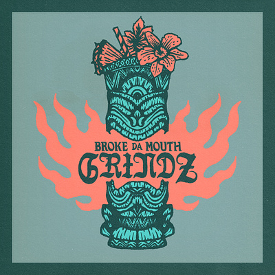 Broke Da Mouth Grindz art brand design brand identity branding branding concept hawaii identity illustration logo procreate texture typography