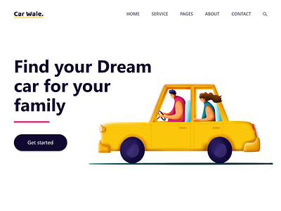 Landing page buy car design drive family illustration art landing page uiux design web