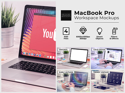 Macbook Workspace Mockups awesomemockups desk macbook macbook mockup macbook pro macbookpro mock up mock up mockup mockup psd mockups office portfolio presentation psd psd mockup psd template screen showcase workspace