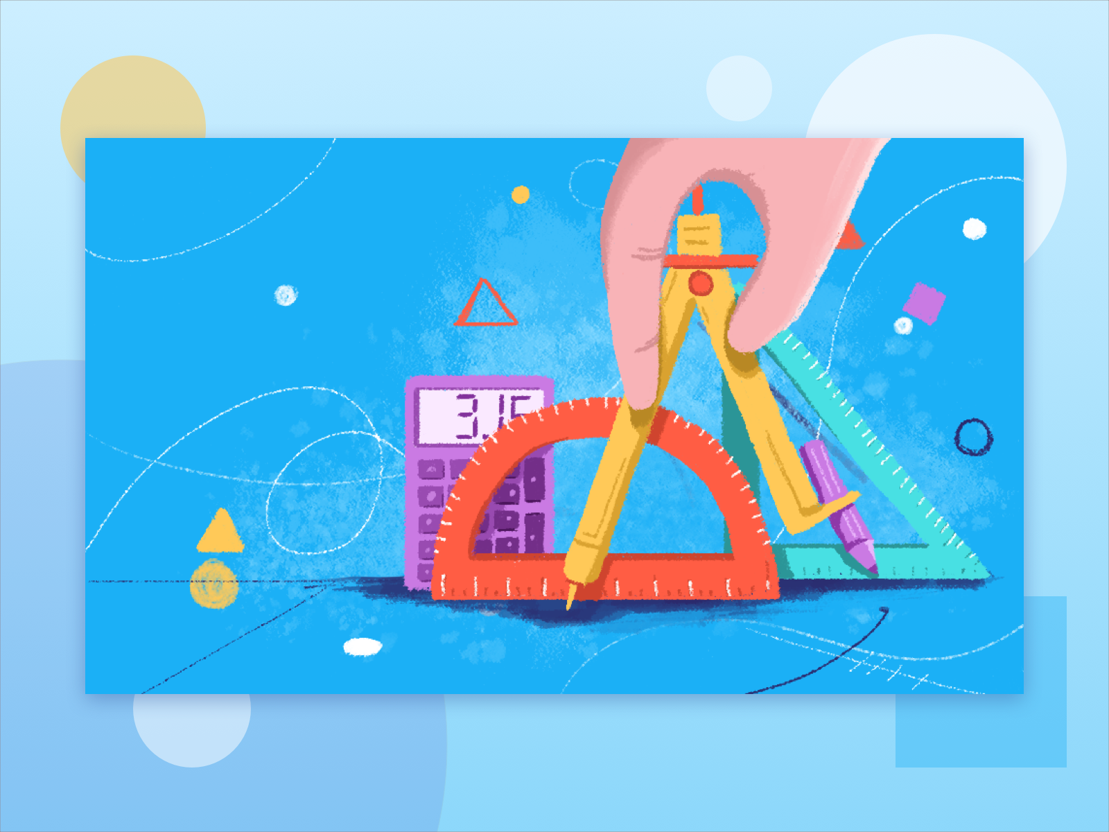 Illustration for Learning App children geometry illustrate illustration kids learning maths sketch students