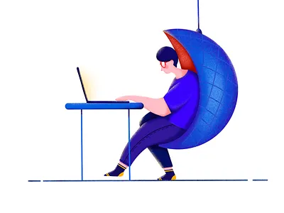 Freelancer agency boy busy clean coworking drawing estonia etheric freedom freelance freelancer illustration man office procreate work working