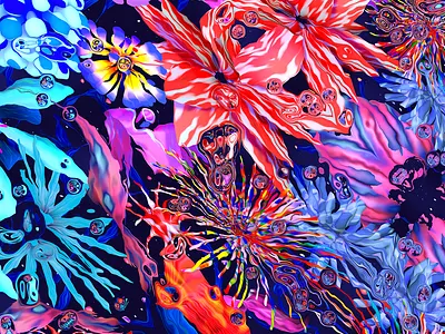 Underwater Flowers colorful flowers flowers illustration keyvisual mobile wallpaper wallpaper design