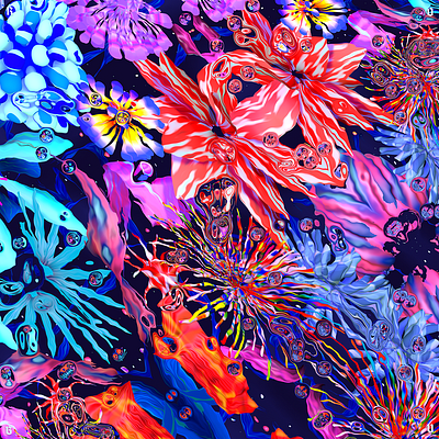 Underwater Flowers colorful flowers flowers illustration keyvisual mobile wallpaper wallpaper design