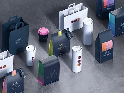 Tricycle roastery packaging 3d beverages brand branding coffee coffee bag coffee packaging illustration packaging packaging design