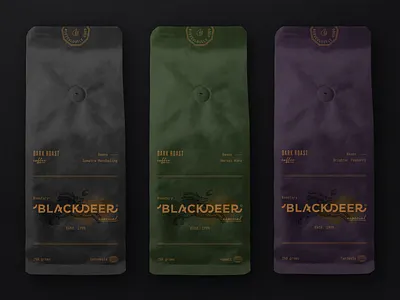 BLACKDEER - Branding - Coffee Packaging bean branding coffee design identity illustration logo packaging typography