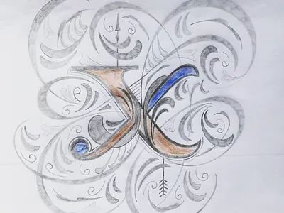 x - Letter flourishes lettering script