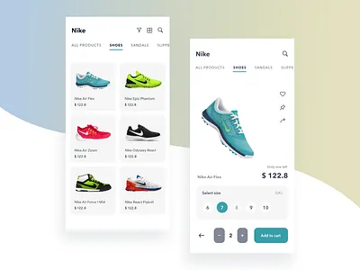 Nike App Concept adobe adobe xd android app concept design ecommerce fashion fitness ios nike shipping shoes shop shopping sneaker store ui ui design ux