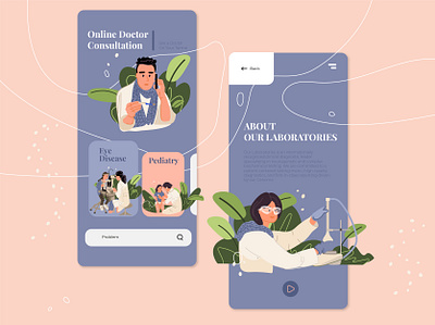 Online doctor consultation app app character consultancy design doctor flat illustration ix onboarding online sketch ui