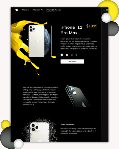 Product page iPhone 11 Pro Max design iphone product web