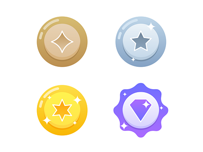 Badge Illustrations badges bronze design gold graphic icon iconography illustration interaction medals notification play silver sports vector