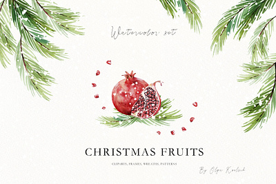 Christmas Fruits Watercolor Set background christmas christmas fruits christmas fruits watercolor christmas pattern clipart design floral flowers fruit fruit watercolor fruits holiday clipart illustration juicy pattern vector watercolor watercolor fruits watercolor set