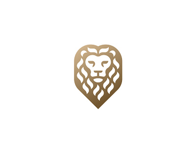 Gold Lion animal head icon lion logo mane mark symbol