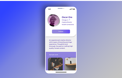 Daily UI 006 Profile Page daily ui dailyui design flat gradient graphic design interaction design minimal mobile mobile app design mobile design mobile ui profile ui ux vector