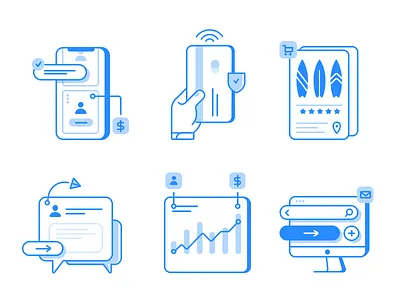 Icons for Kitesurfing app icondesign icons icons pack iconset illustration interface surf technology