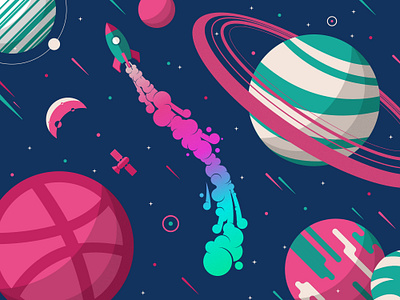 To Dribbble and Beyond debut debut shot new planet planets rocket space spaceship