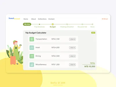 Daily UI #004 | Calculator budget calculator dailyui dailyui004 dailyuichallenge design illustrator trip uidesign userinterface webdesign website