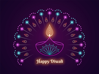 Happy Diwali banner deepavali design diwali diya festival festive fire fireworks flame hindu holiday illustration indian lamp lights lotus poster sparkles text