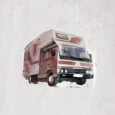 The Indian adventure bus campervan camping car digital painting explore illustration painting rv travel van