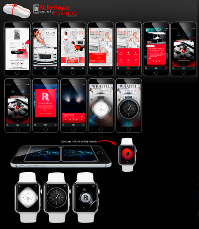 Some screens from Rolls Royce Fashion app aftereffects android animation branding car concept css design icon illustration ios mobile mobile ux mockup prototype ui user experience ux vector watch