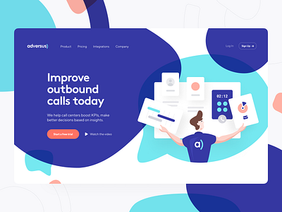 Adversus: Product Page call call center call management crm digital identity identity landing page main page phone web product design product page site visual identity web design webpage website