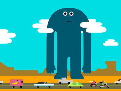 nice day banana branding car cartoon character cloud desert design dribbble fantasy giant illustration mascot monster motorbike traffic vector