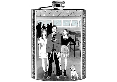 En attendant la prochaine pause blackandwhite book flask flasque illustration illustrations life nouvelle novel novels people procreate