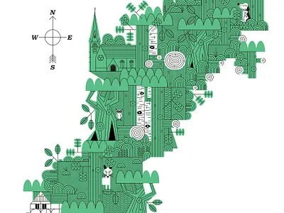 Epping Forest digital folioart illustration john devolle landscape line map nature screen print vector wildlife