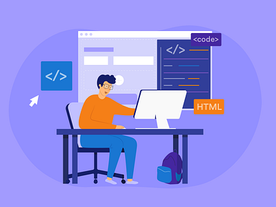 Programmer adobe banner design blog post flat illustration illustrator jotform