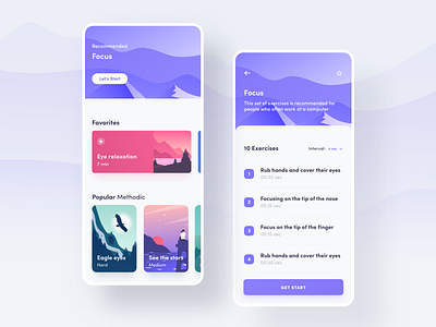 Eye Practice app design figma flat illustration iphone x mobile ui ux vector