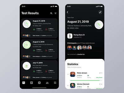 Beep Test UI 20 meters 21 levels app beep beep test coach dark fitness iphone mobile pacer run running shuttle sports team test ui user interface ux