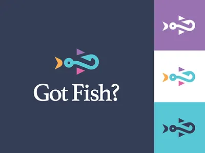 Got Fish? ask faq fish fishing hook icon illustration logo logo design logos minimalist question question mark seafood
