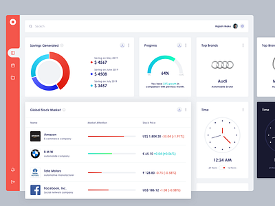 dashboard UI - Market accounting app brand chart clean ui clock concept dashboad dashboard design dashboard ui design design ui finance app market stock market time ui ux website