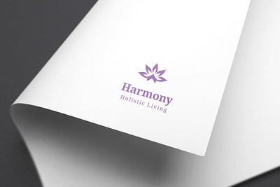 Harmony Holistic Living Logo MockUp brand branding clean design flat graphic design health healthcare holistic icon identity illustrator living logo minimal mock up mockup paper purple wellness